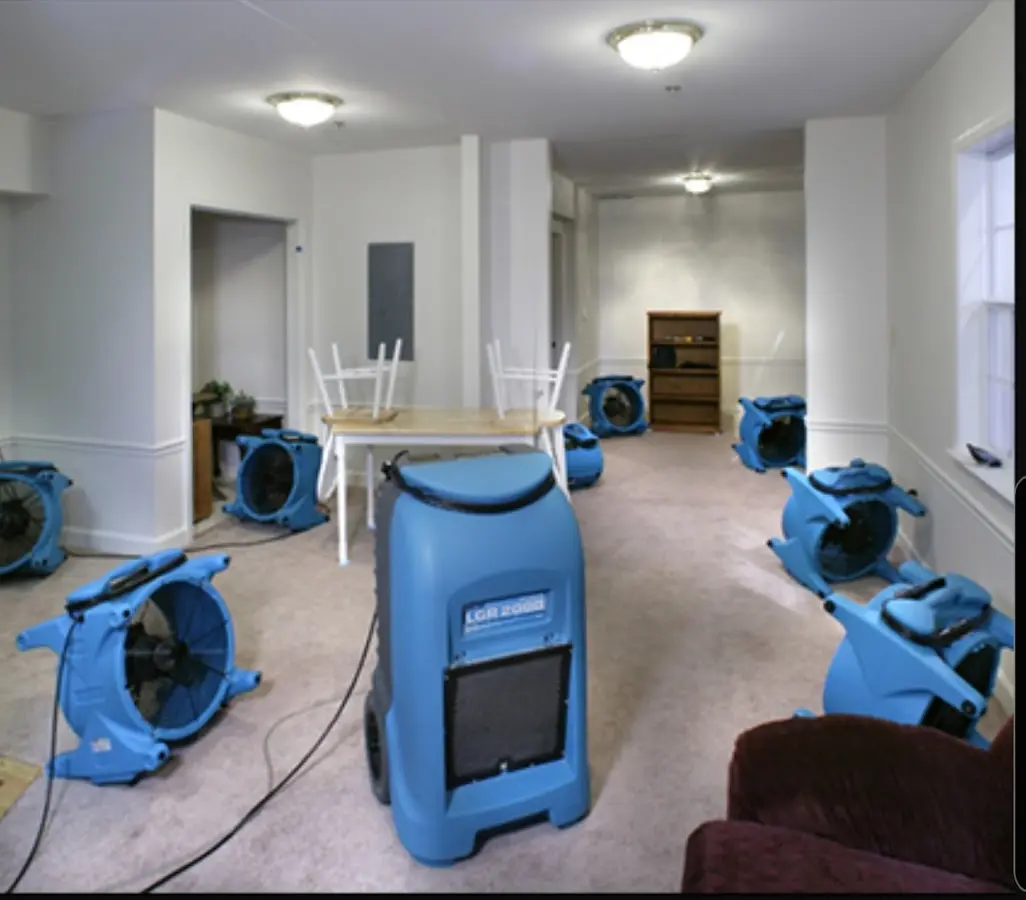 Air movers and dehumidifier setup for Water Damage Restoration in Verde Village